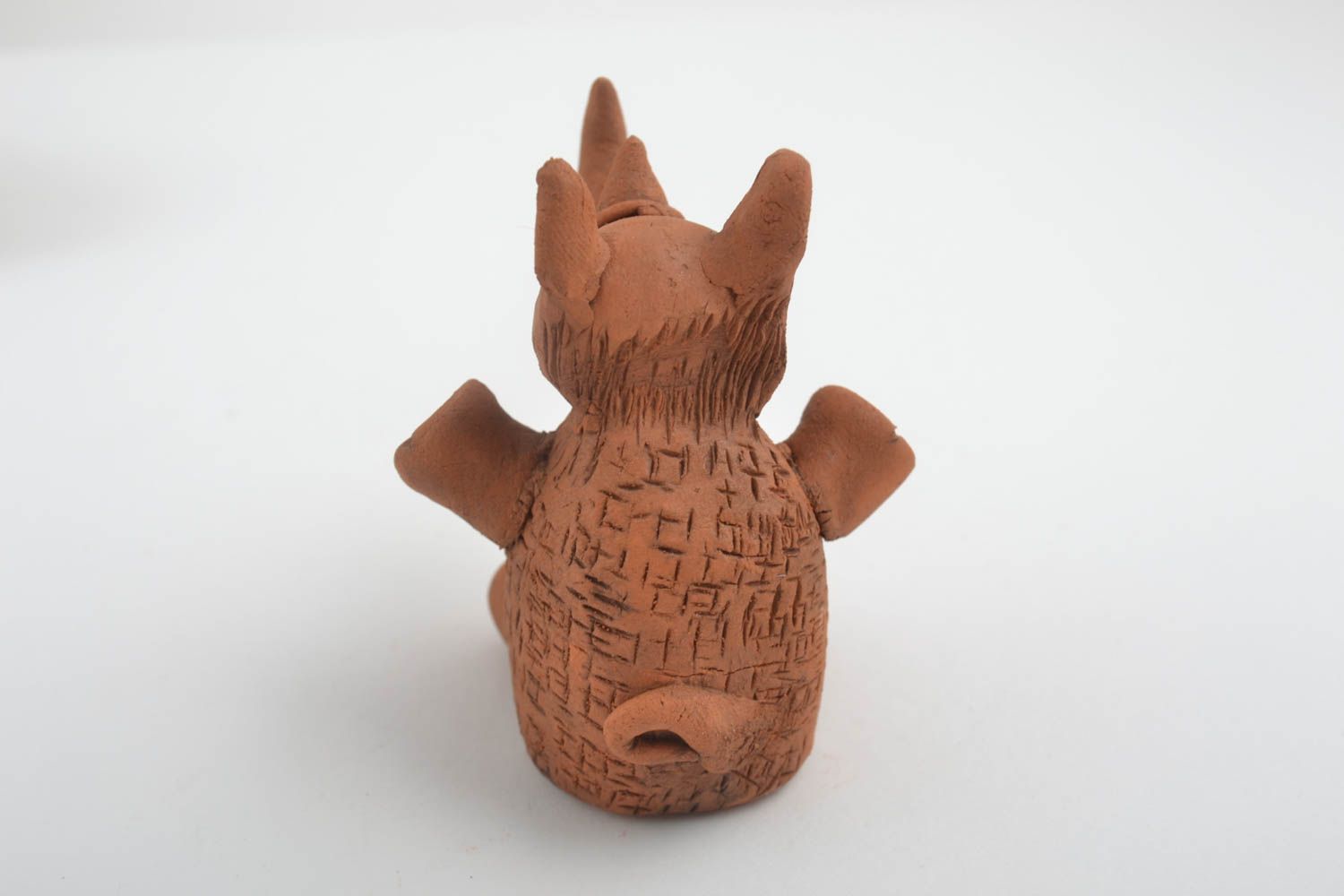 Handmade Keramik Deko Figur aus Ton Deko Figur Tier Statue Nashorn bemalt klein  foto 2