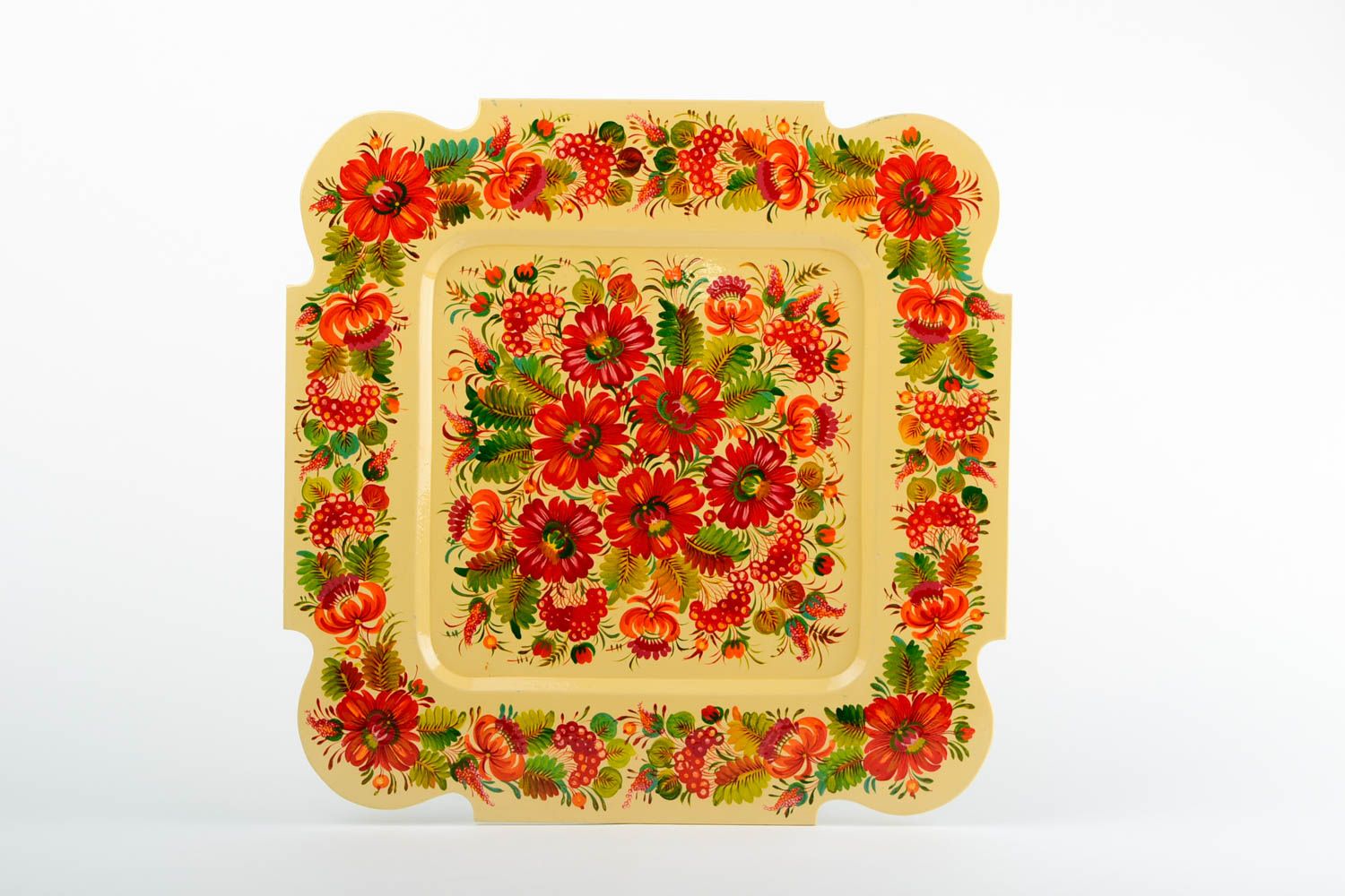Vaisselle décorative fait main Assiette artisanale Vaisselle en bois dessinée photo 3