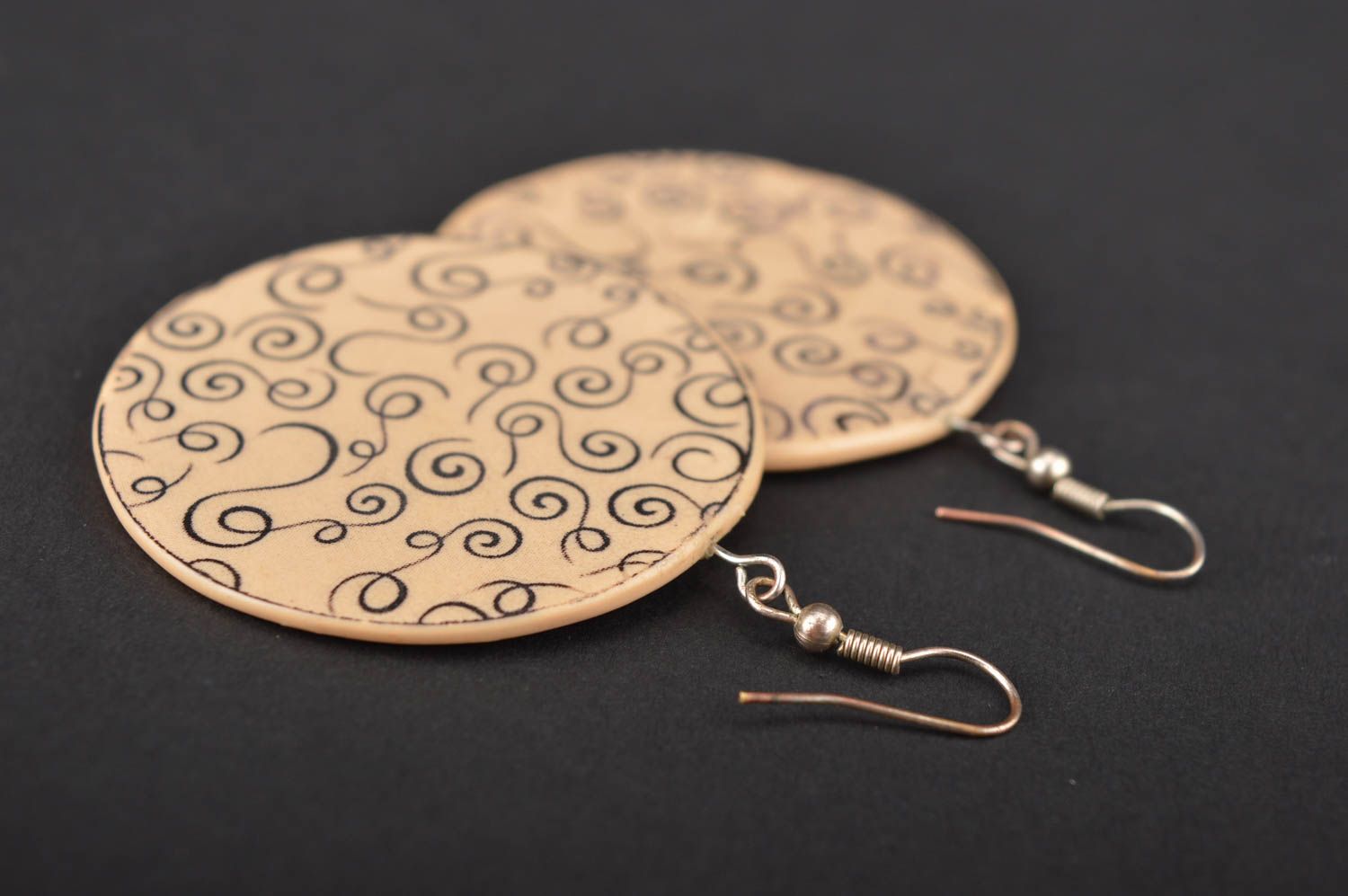 Stylish handmade plastic earrings round earrings design handmade accessories photo 5
