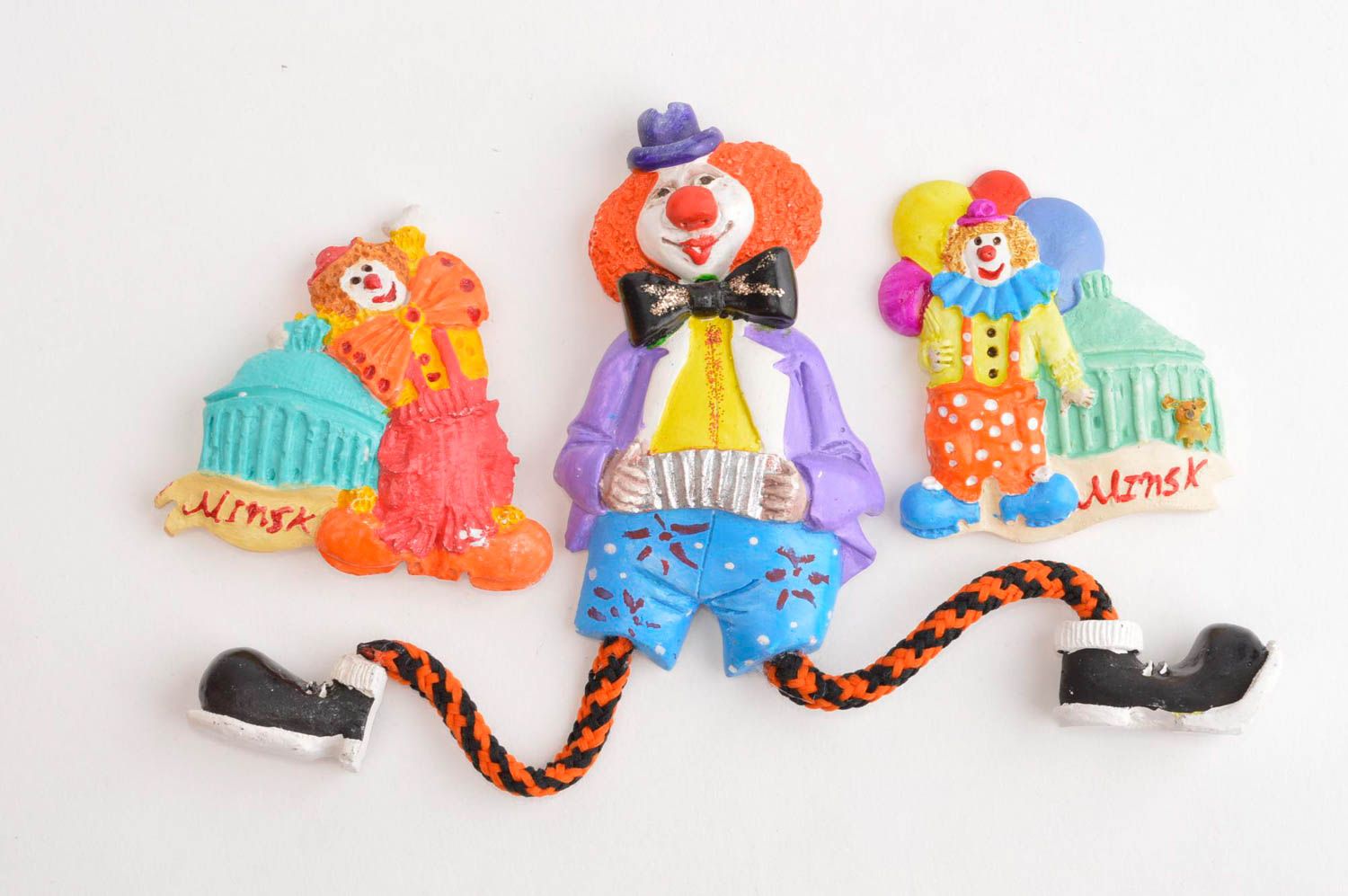 Magnets frigo faits main Aimants pour frigo clowns en plâtre Déco maison 3 pcs photo 2