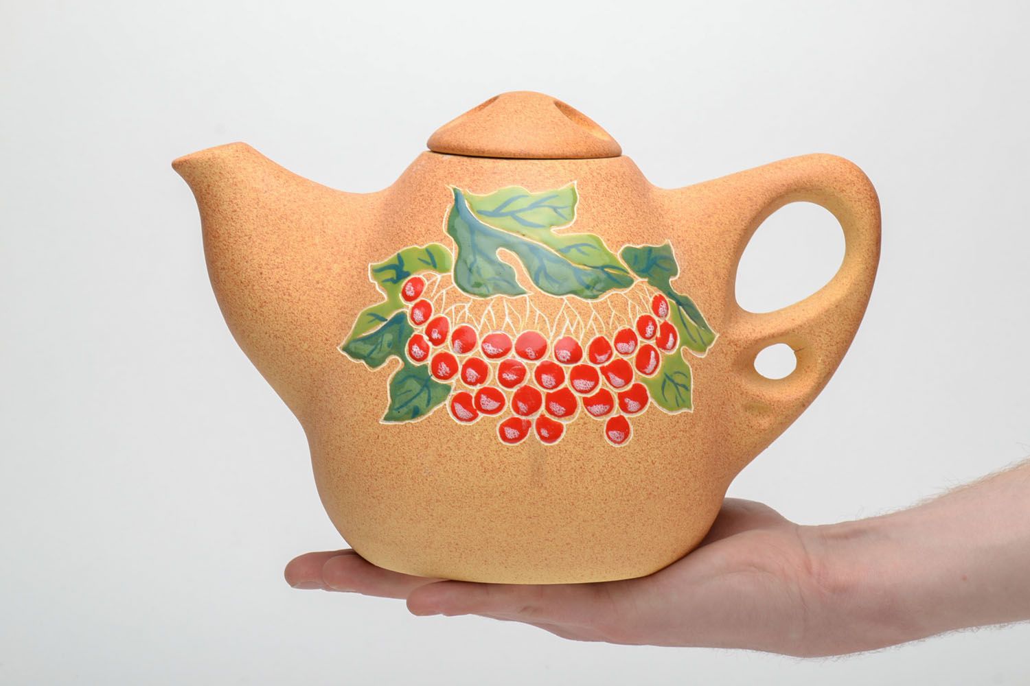 Beautiful clay teapot Berries photo 5
