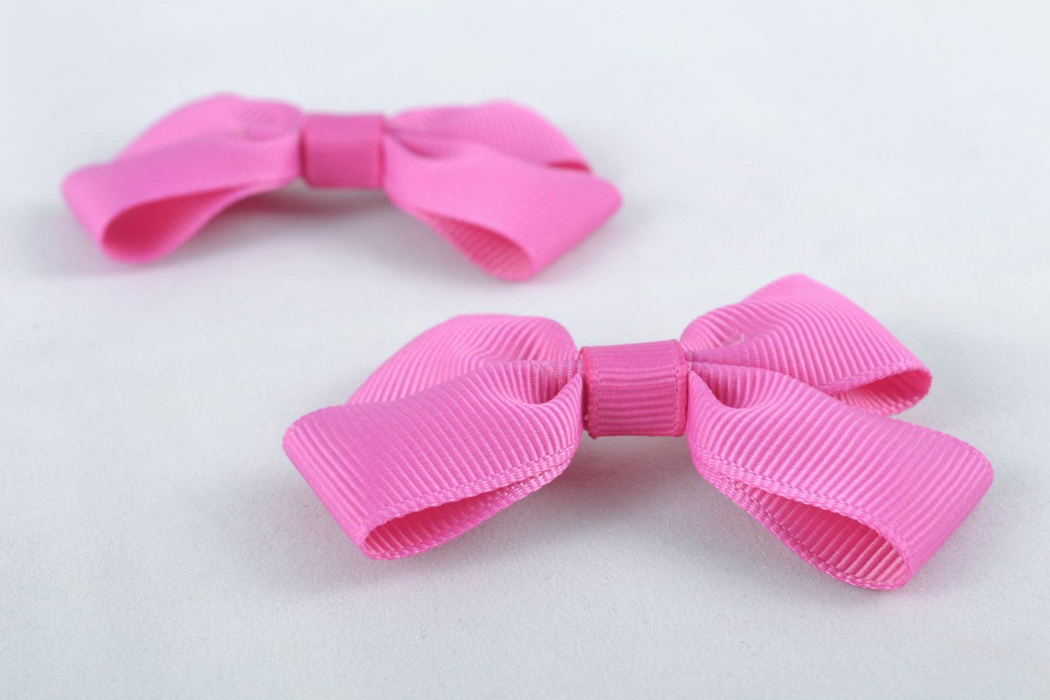 Set of handmade rep ribbon bows for hair ties and clips 2 pieces DIY hair accessories photo 3