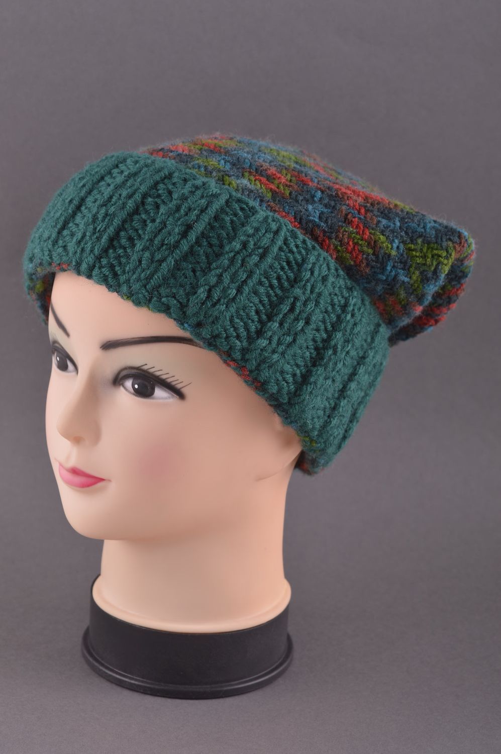 Knitted hat handmade knitted accessories warm winter hat women woolen hat photo 1