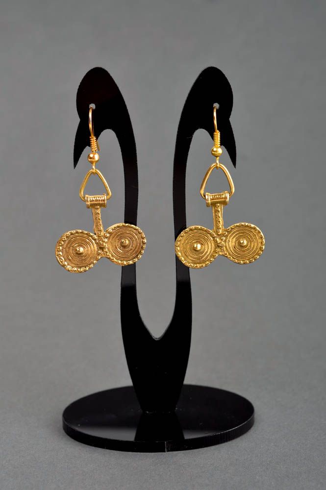Metall Schmuck handmade lange Ohrhänger stilvoll Ohrringe für Damen prächtig foto 1