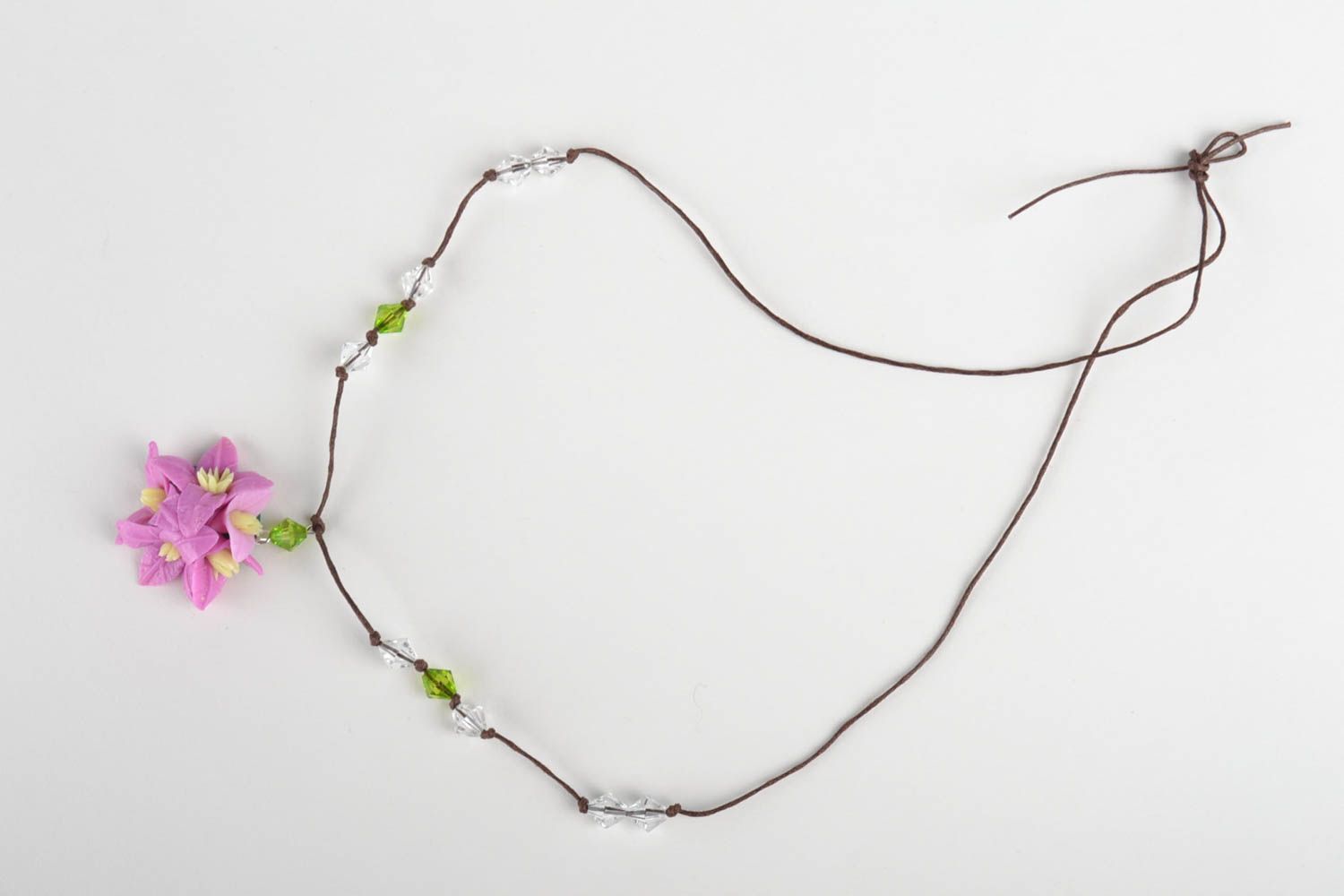 Anhänger Schmuck Blumen Halskette handgemachter Schmuck aus Polymerton lila foto 2