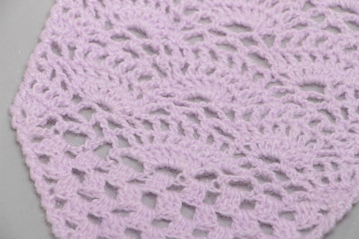 Unusual beautiful handmade designer crochet mohair scarf of lavender color photo 4