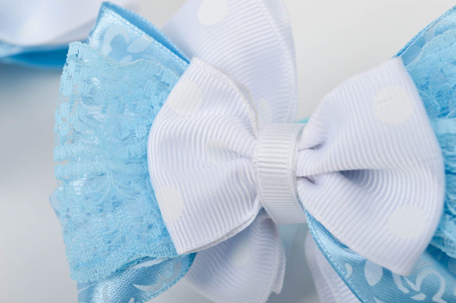 Handmade blue and white hair ties 2 accessories for kids unusual hair ties photo 4