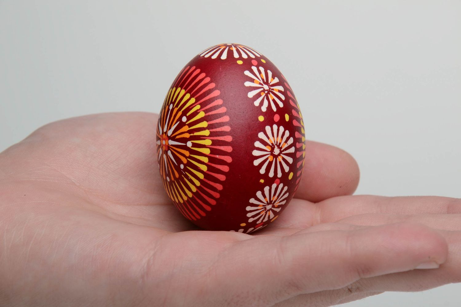 Handmade painted egg with Lemkiv symbols photo 5