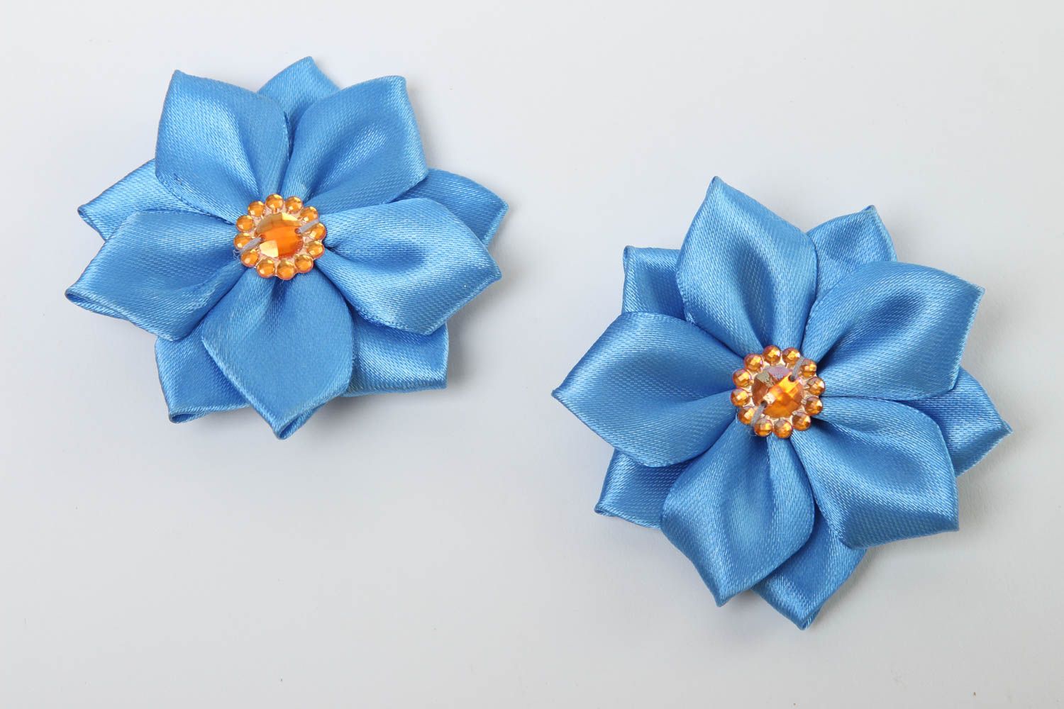 Handmade hair clips kanzashi flowers designer accessories gifts for girls photo 2