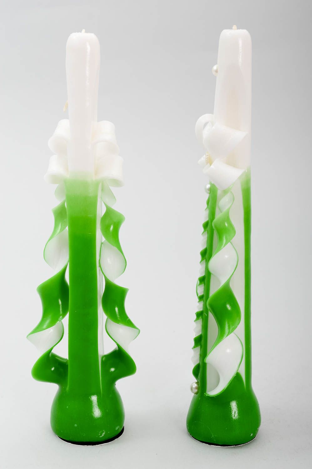 Velas de parafina hechas a mano verdes elementos decorativos regalo original foto 3