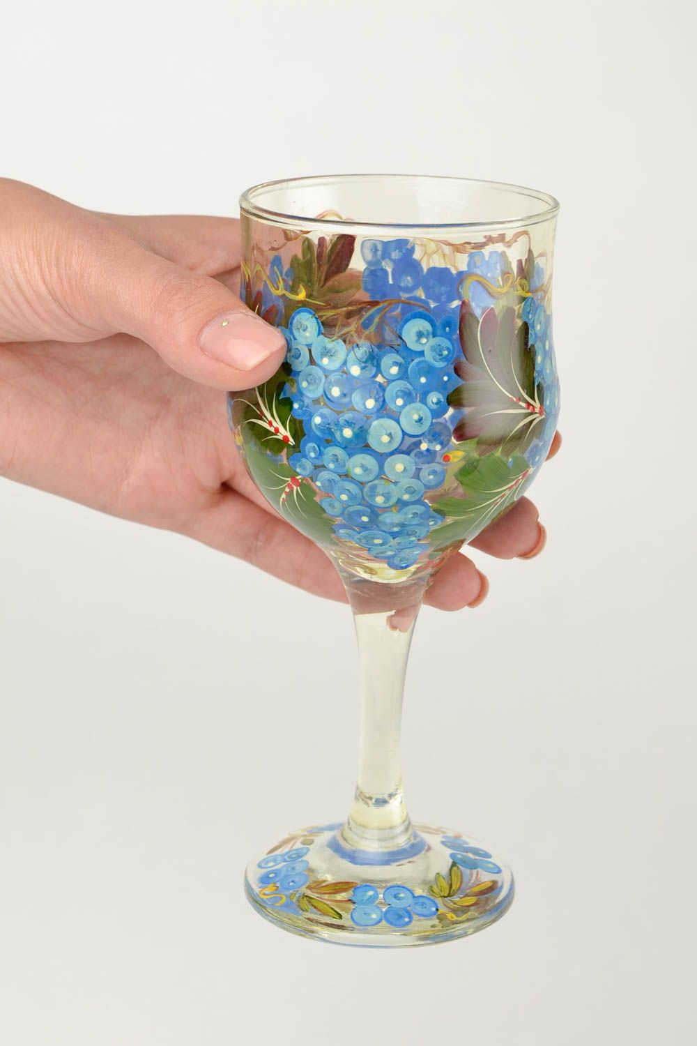 Wein Glas handgefertigt Designer Glas ausgefallenes Geschenk schön bemalt foto 2