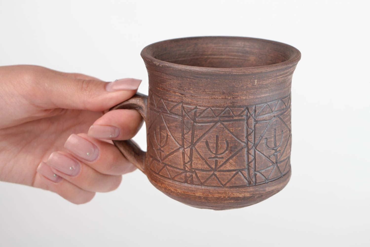Taza artesanal de cerámica marrón utensilios de cocina regalo original foto 2