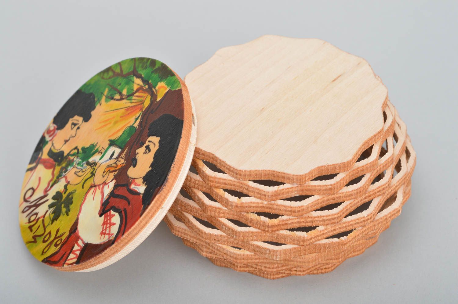 Joyero artesanal de madera contrachapada con pintura esmaltado para bisutería  foto 5