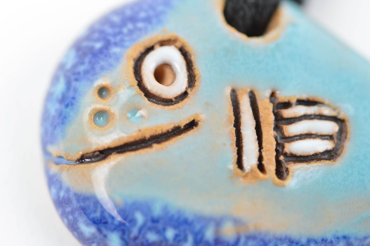Handmade cute ceramic accessory stylish fish pendant unusual pendant gift photo 4