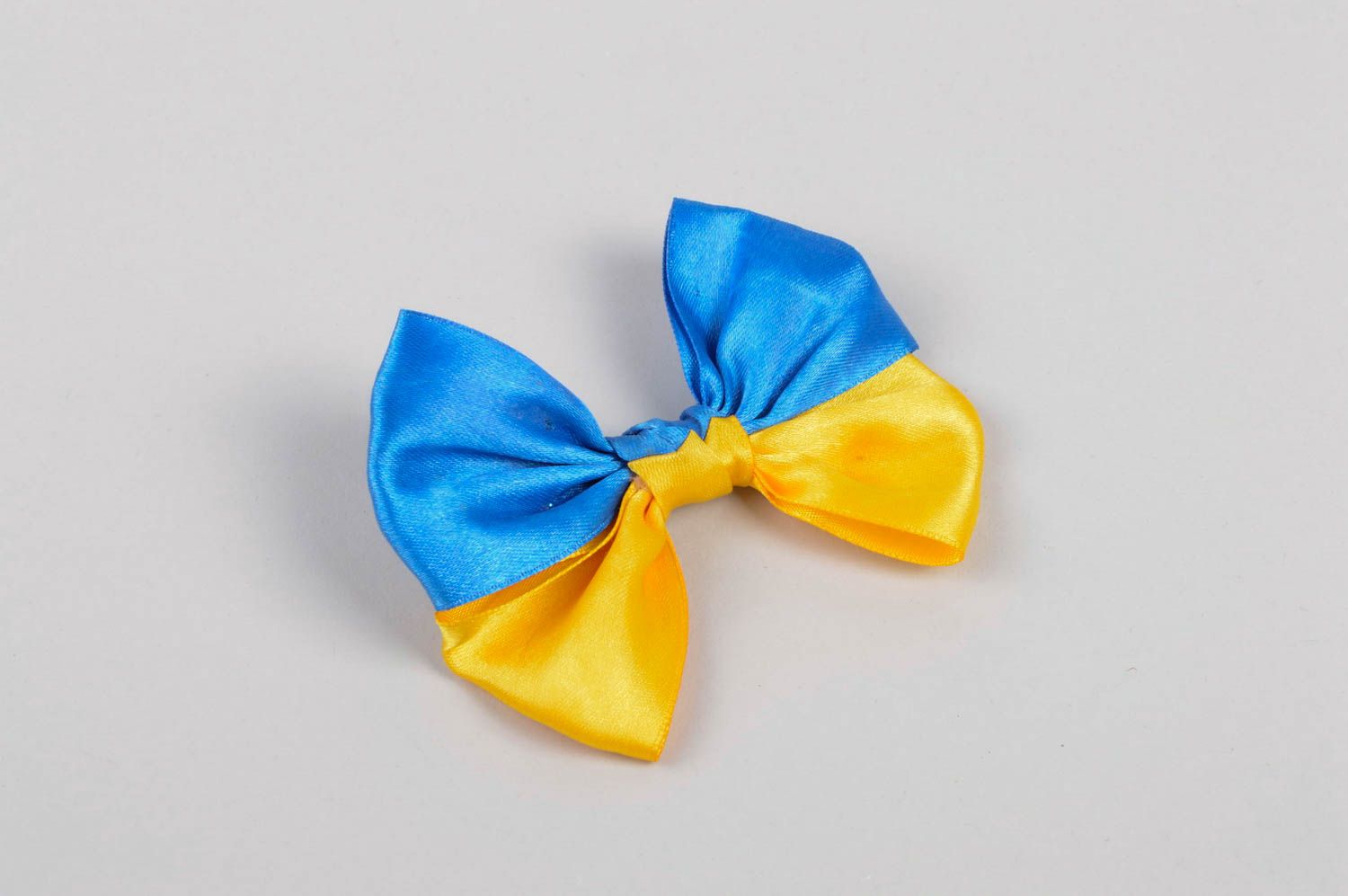 Handmade Schleife für Haare Haarschleife blau gelb Kinder Haarspange grell  foto 2