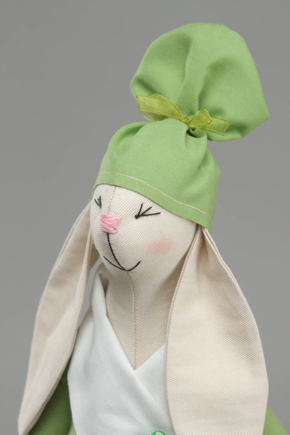 Fabric soft toy Rabbit in Green photo 2