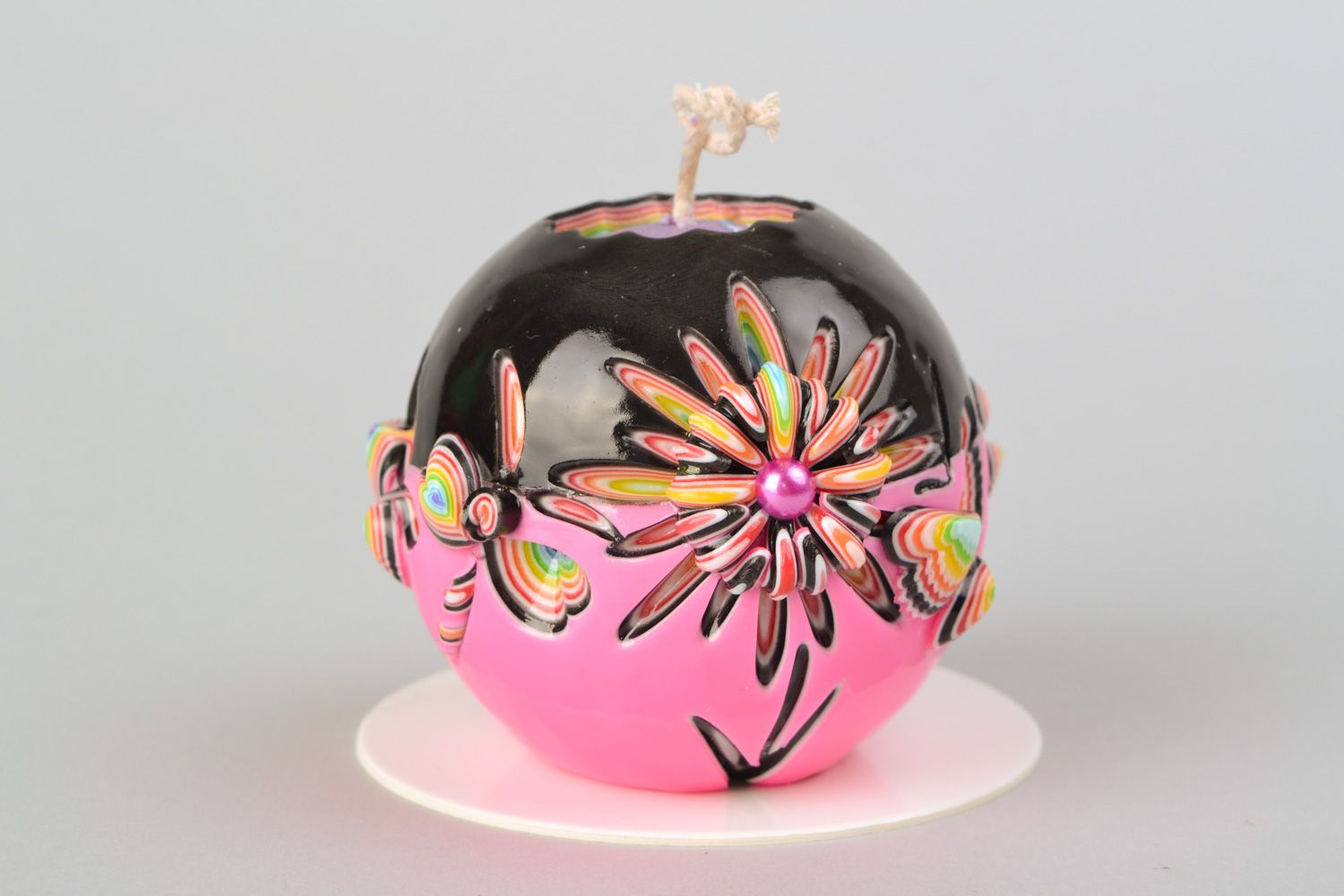 Bougie sculptée ronde en paraffine forme de boule faite main décoration maison photo 1