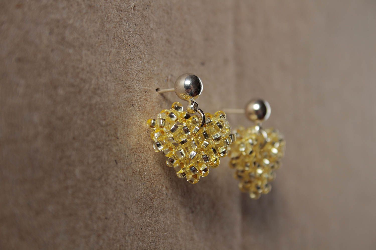 Juwelier Modeschmuck handmade gelbe handgemachte Ohrringe Glasperlen Schmuck foto 3