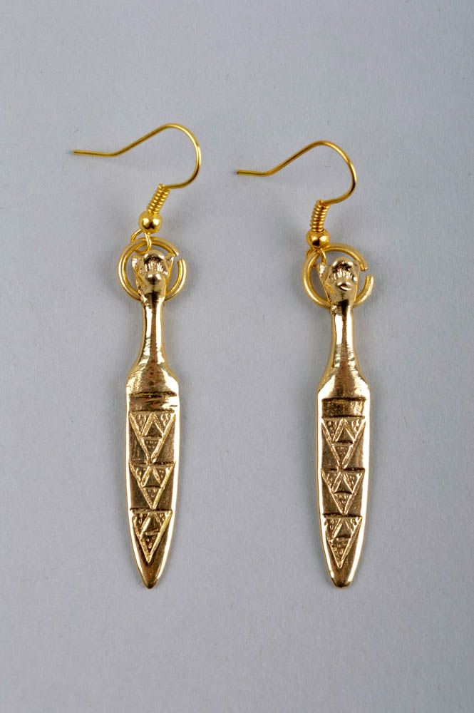 Handmade unusual earrings stylish designer earrings brass metal jewelry photo 3