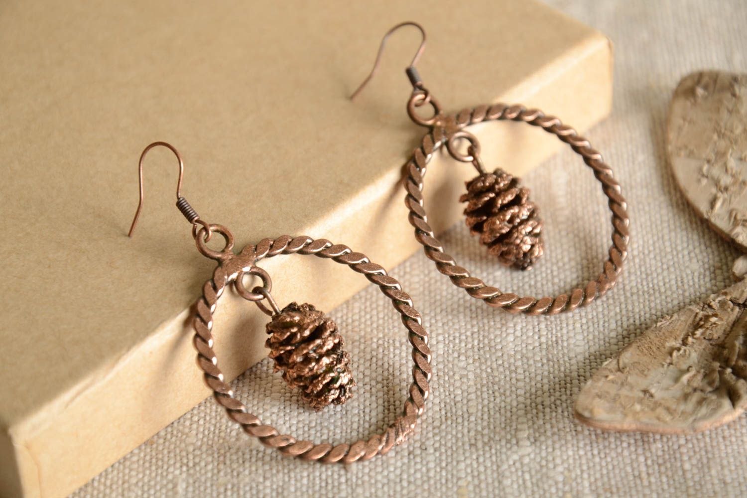 Unusual handmade metal earrings stylish copper earrings accessories for girls photo 1