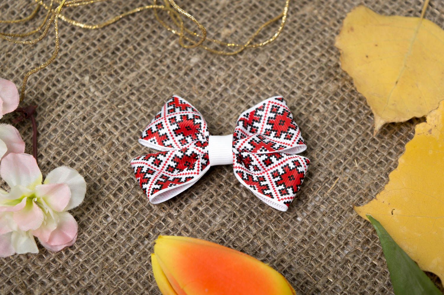 Handmade hair clip designer accessory unusual gift for her hair bow for kids photo 1