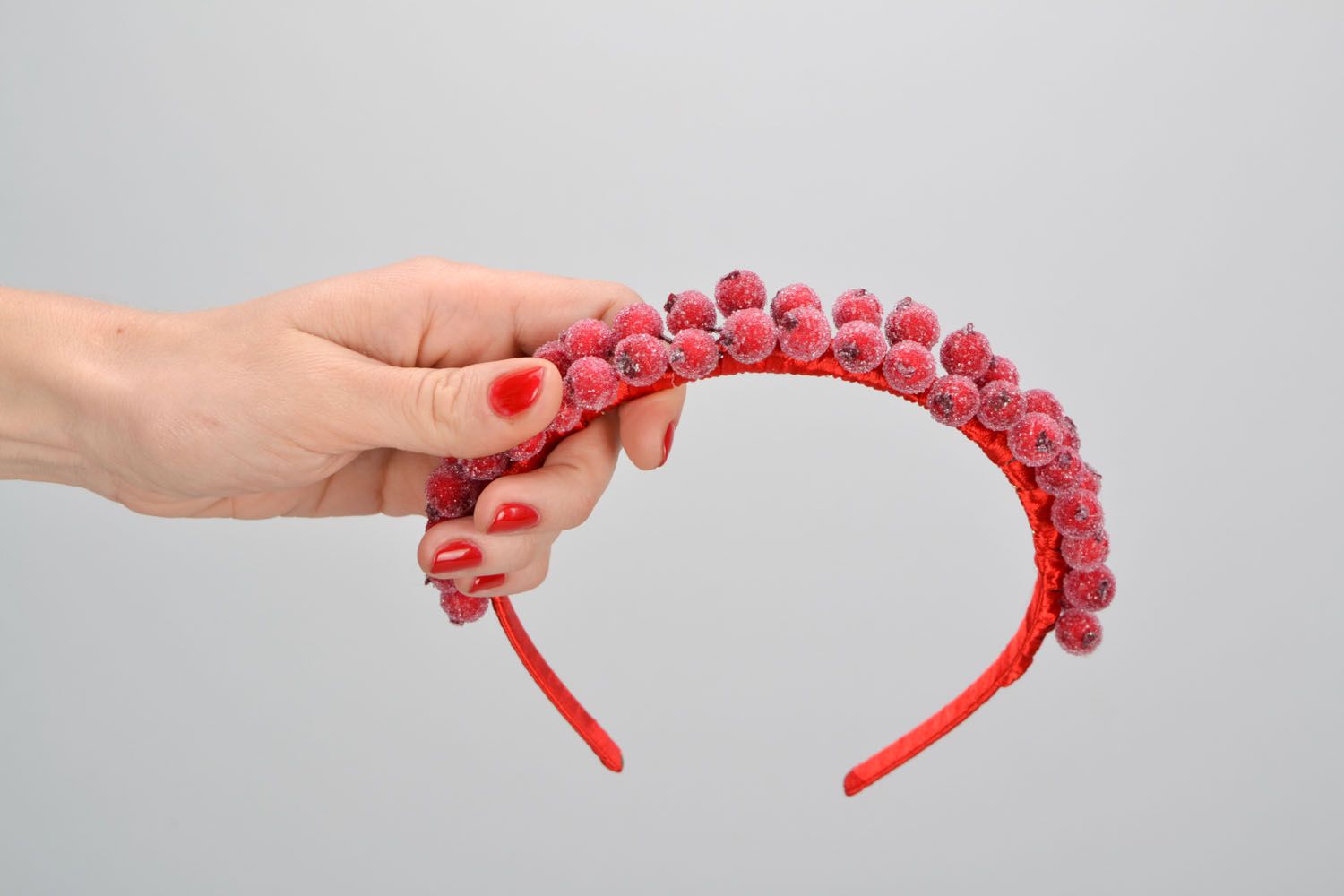 Homemade headband with red berries photo 2