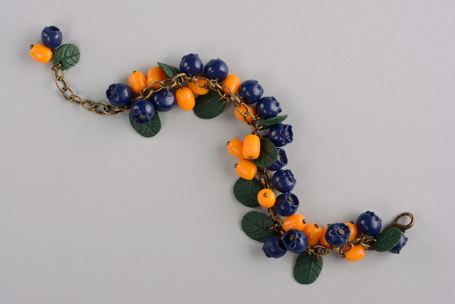Polymer clay bracelet Bilberry and Sea-buckthorn photo 2