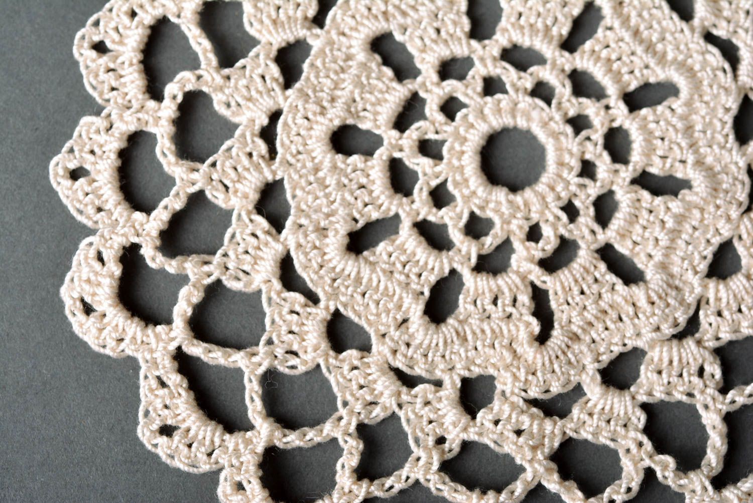 Handmade crocheted napkin kitchen openwork textile beautiful coaster photo 5