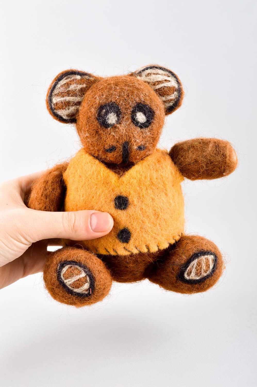 Peluche décorative fait main Jouet en laine ourson marron Cadeau enfant photo 10