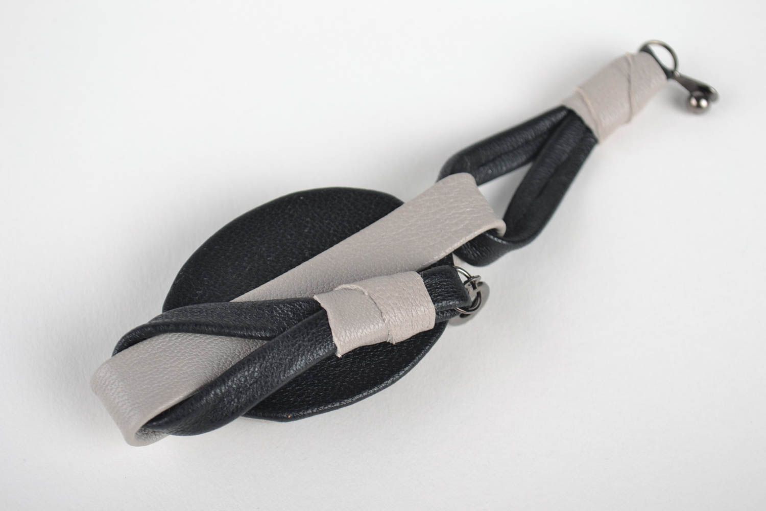 Handmade Leder Armband Designer Schmuck Accessoires für Frauen mit Stein grau foto 2