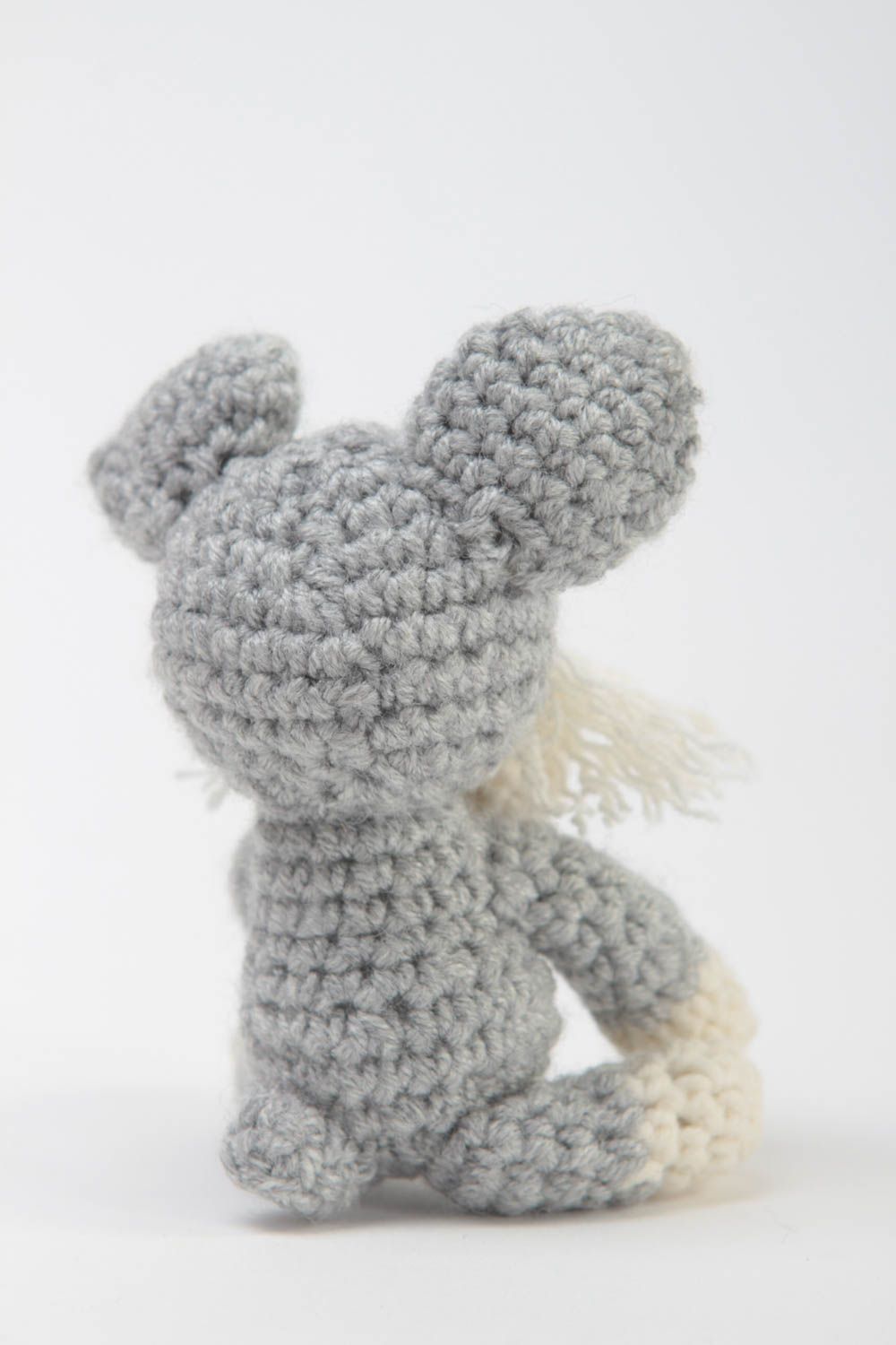 Jouet enfant Peluche tricotée fait main Cadeau original petit chien gris photo 4