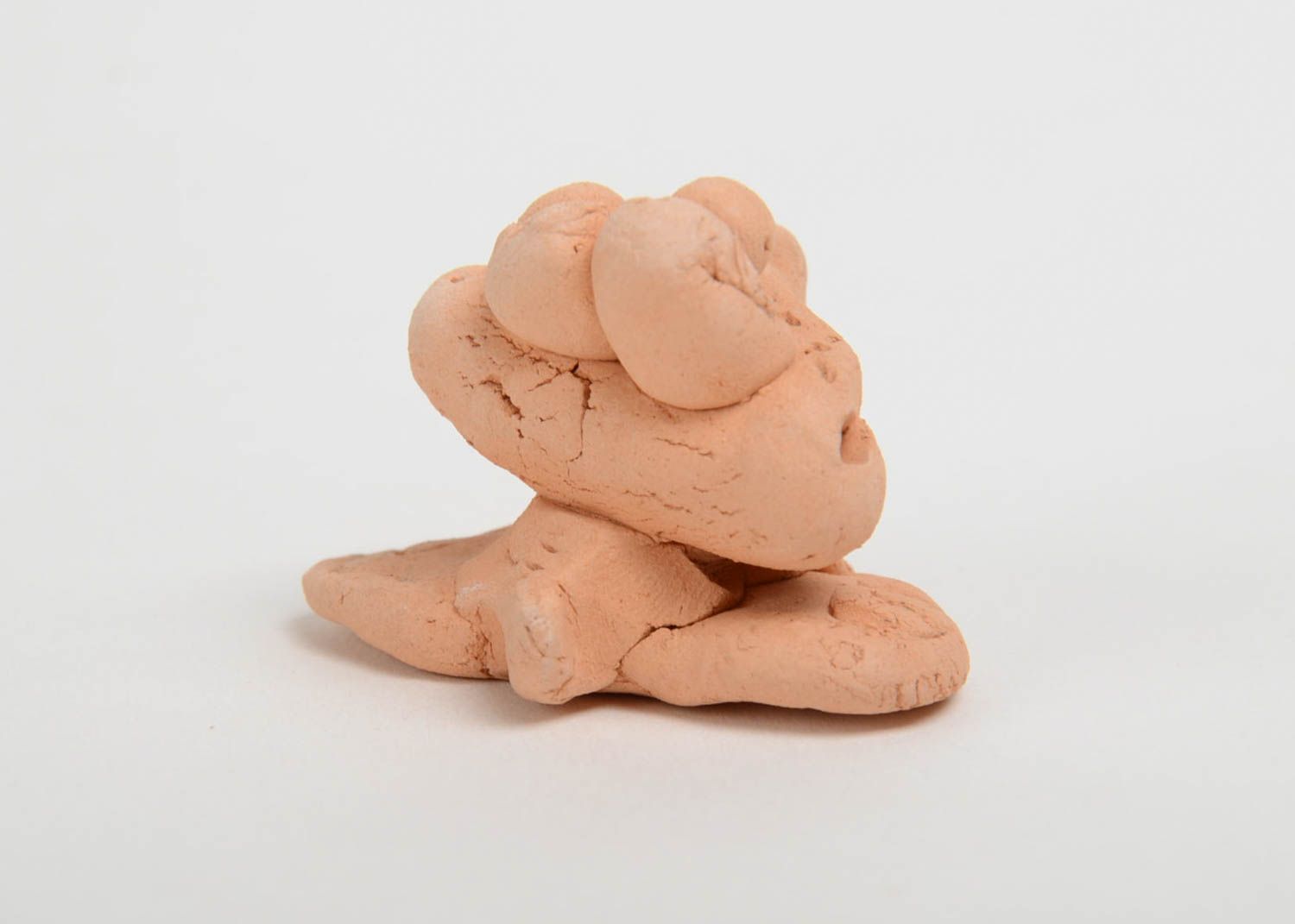 Забавная глиняная статуэтка лягушки ручной работы оригинальная небольшая фото 3