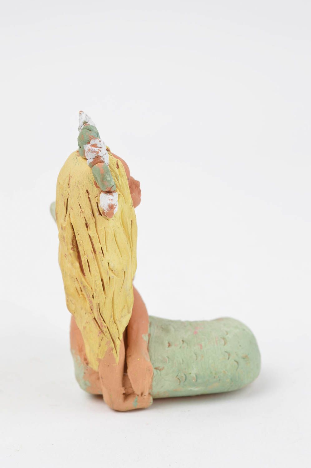 Handmade Dekoration Figur Meerjungfrau Keramik Figur Haus Deko aus Ton  foto 3