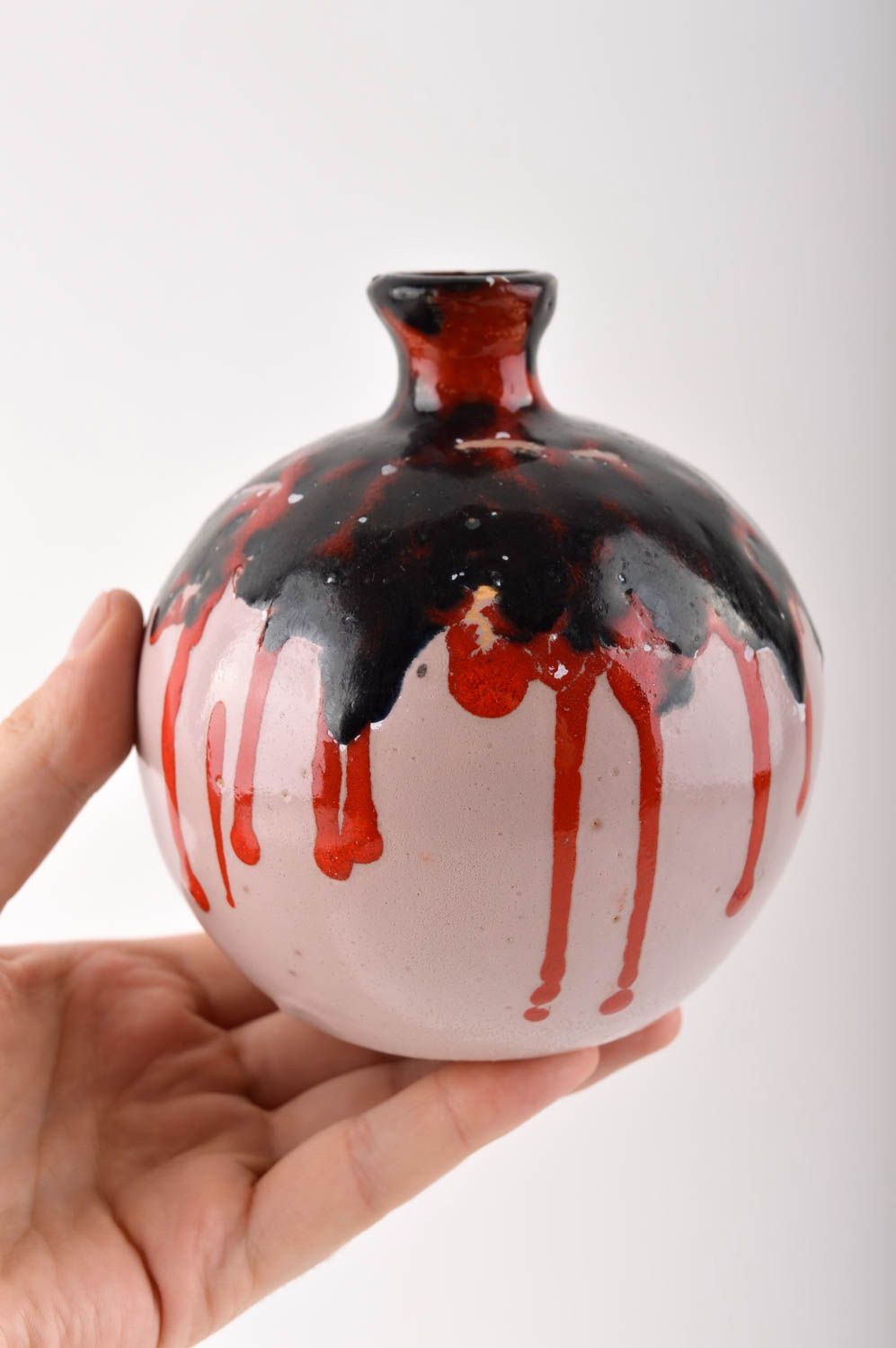 Vase argile fait main Vase rond Cadeau original Accessoire céramique glaçure photo 5
