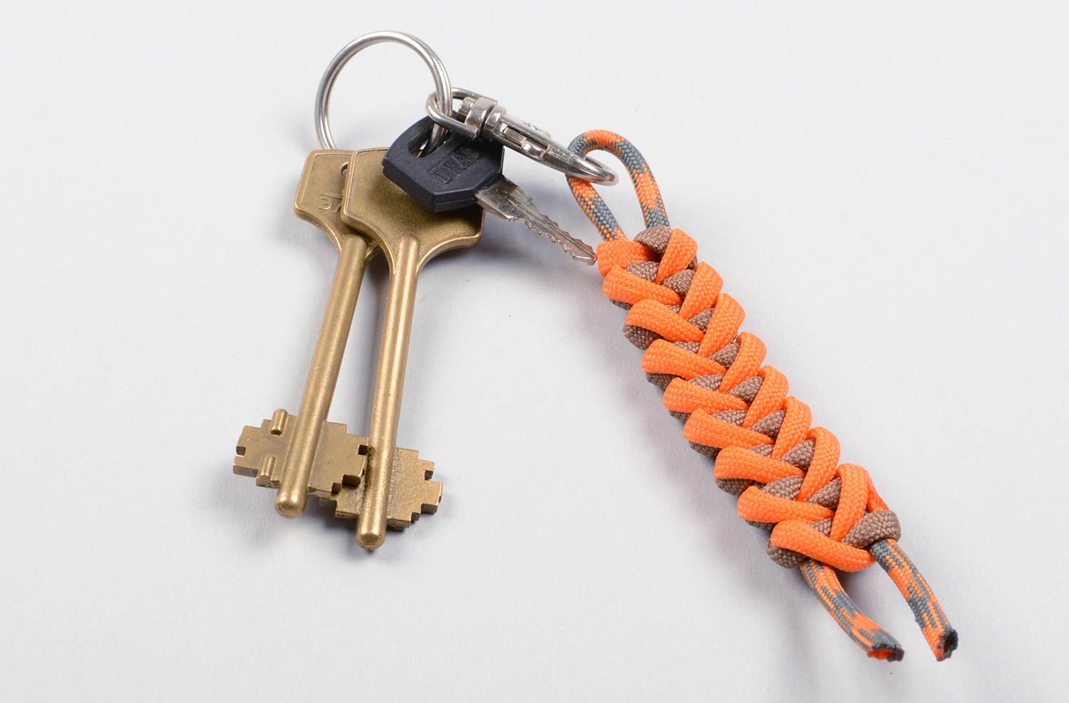 Handmade orange keychain stylish paracord souvenir unusual cute keychain photo 1