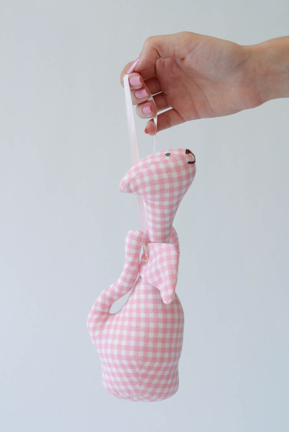 Giocattolo morbido fatto a mano pupazzo da bambini gatto rosa simpatico foto 1
