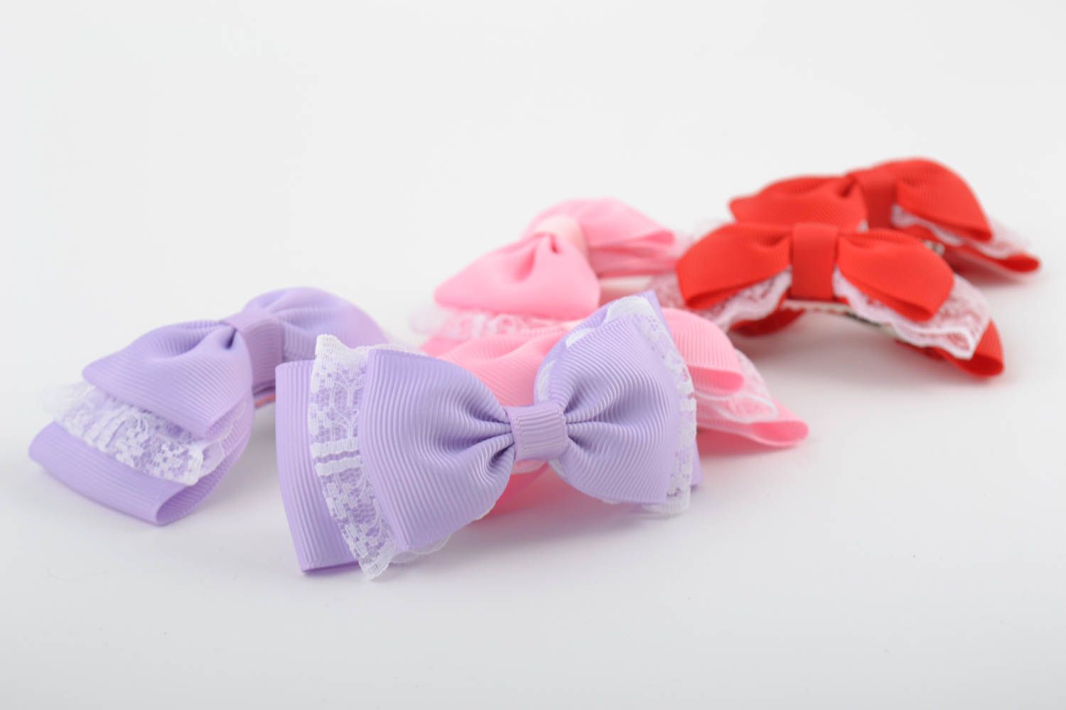 Baby hair bows set of 3 handmade hair clips gifts for baby girl hair decorations photo 4