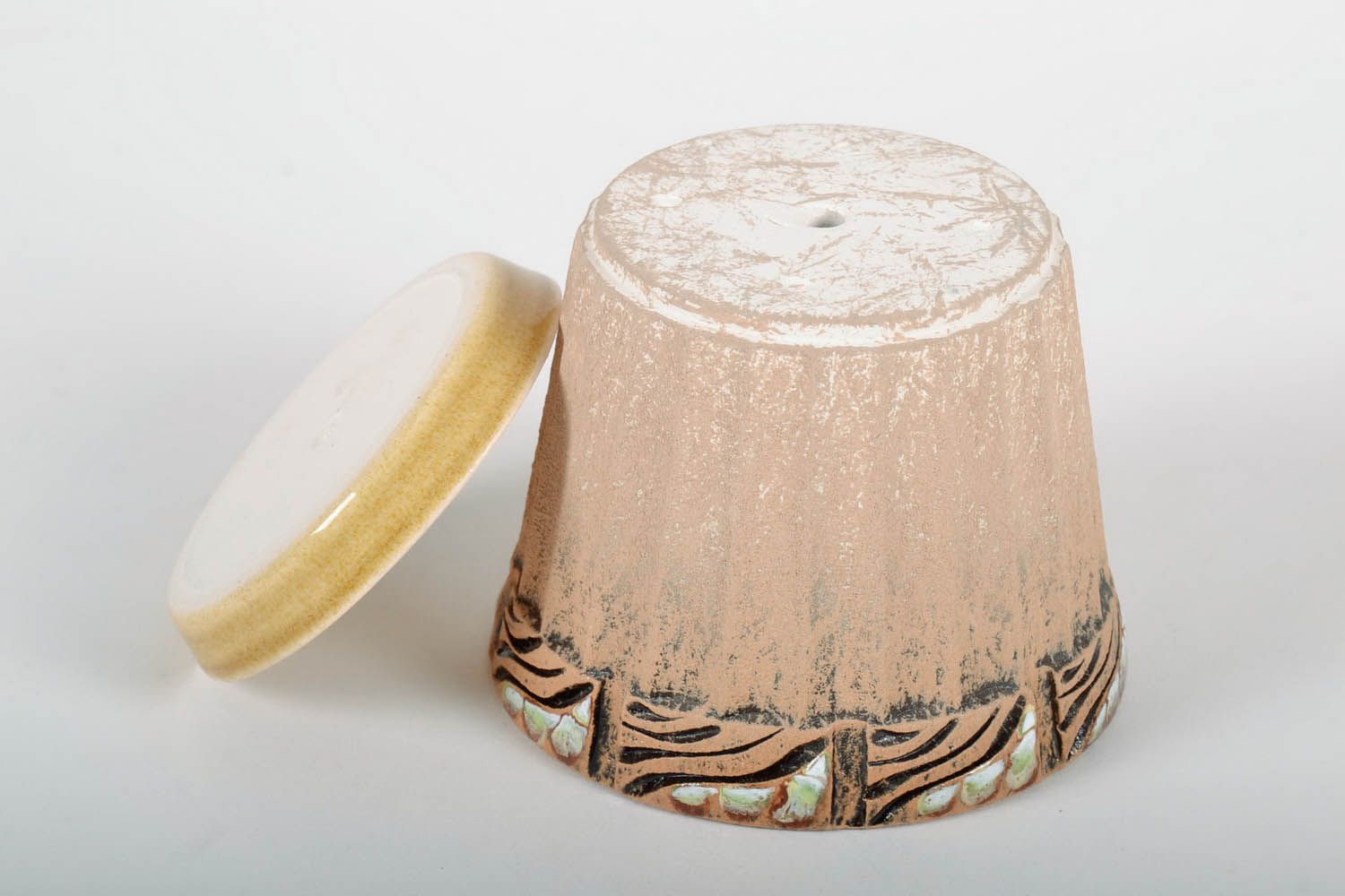 Vaso in ceramica per piante fatto a mano vaso di coccio per fiori con sottovaso  foto 4