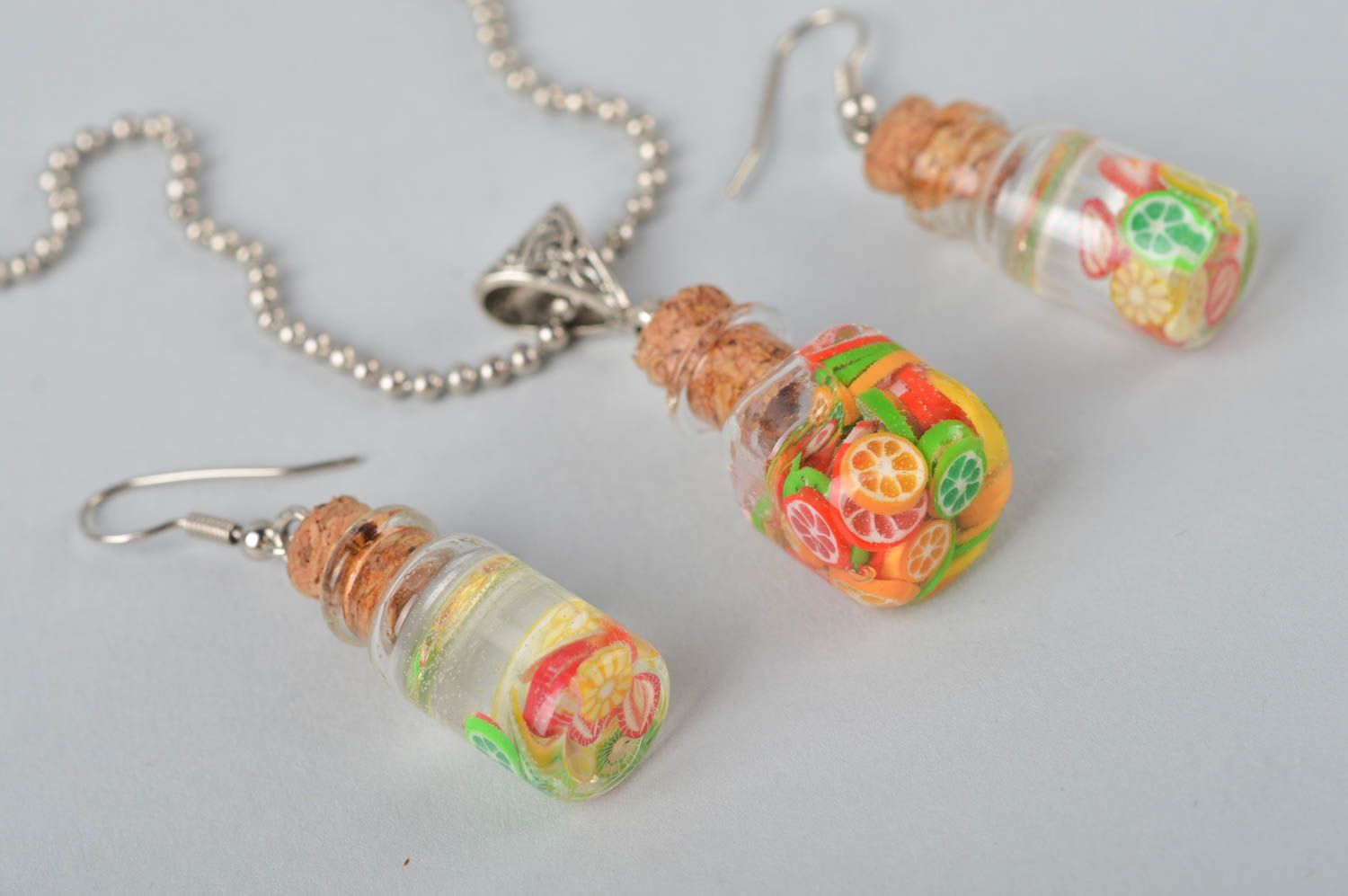 Handmade polymer jewelry plastic accessories polymer clay pendant with earrings photo 3