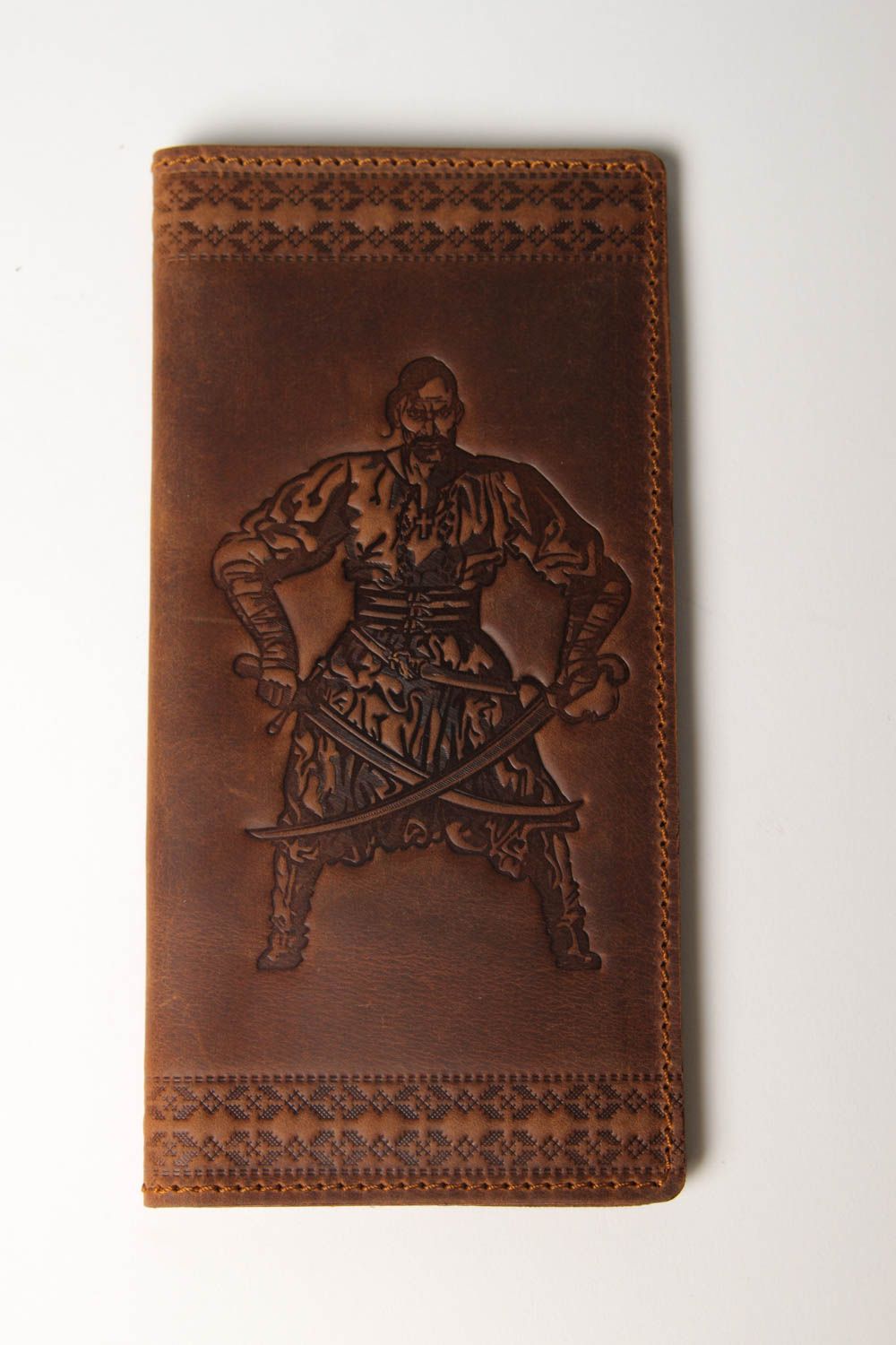Мужское портмоне хэнд мейд кожаный кошелек коричневый аксессуар для мужчин фото 2