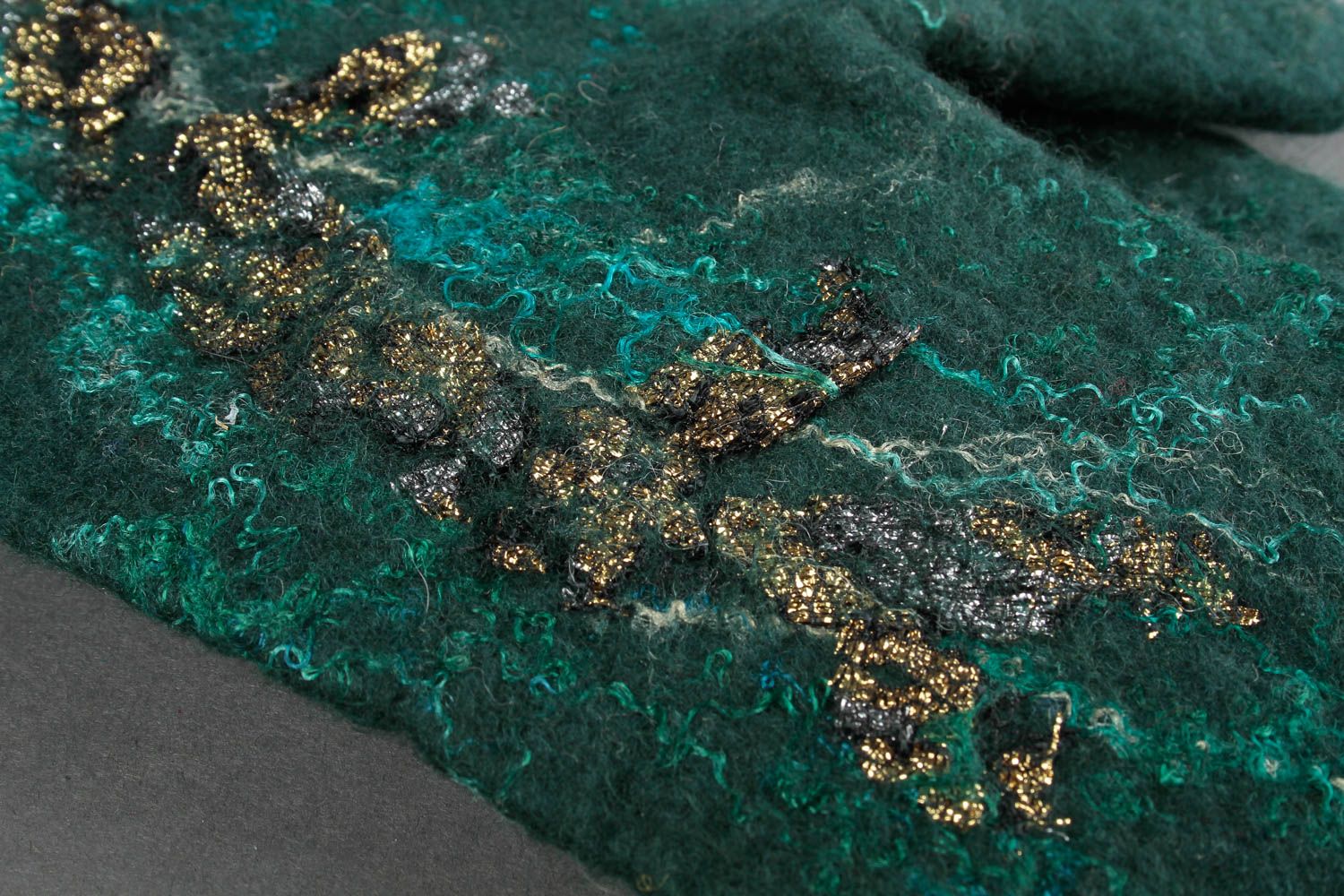Moufles laine Gants moufles fait main vert foncé Vêtement femme stylés photo 5