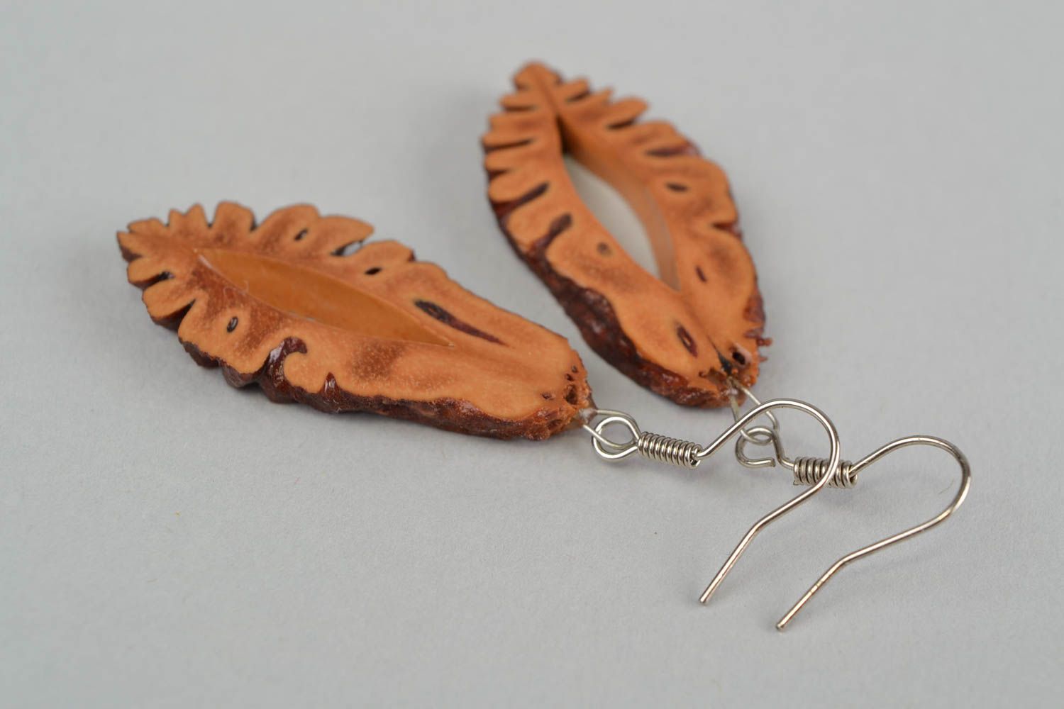 Boucles oreilles pendantes faites main en bois Bijou tendance Cadeau pour femme photo 5