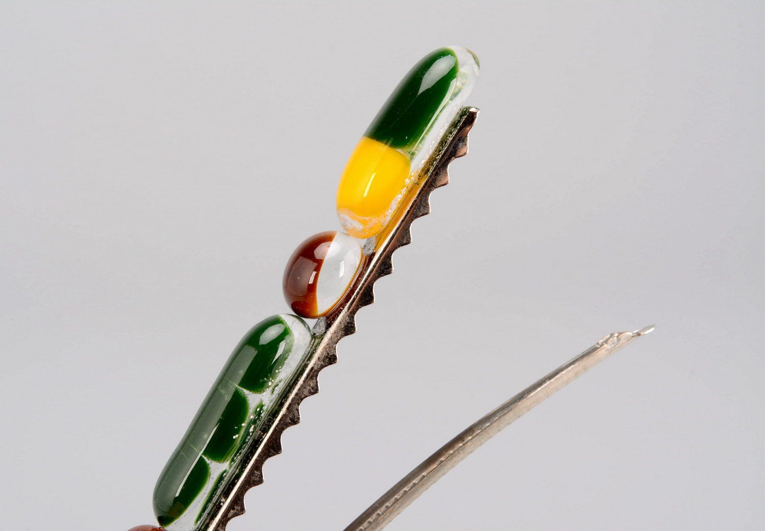 Hair pin made from fused glass Early spring photo 5