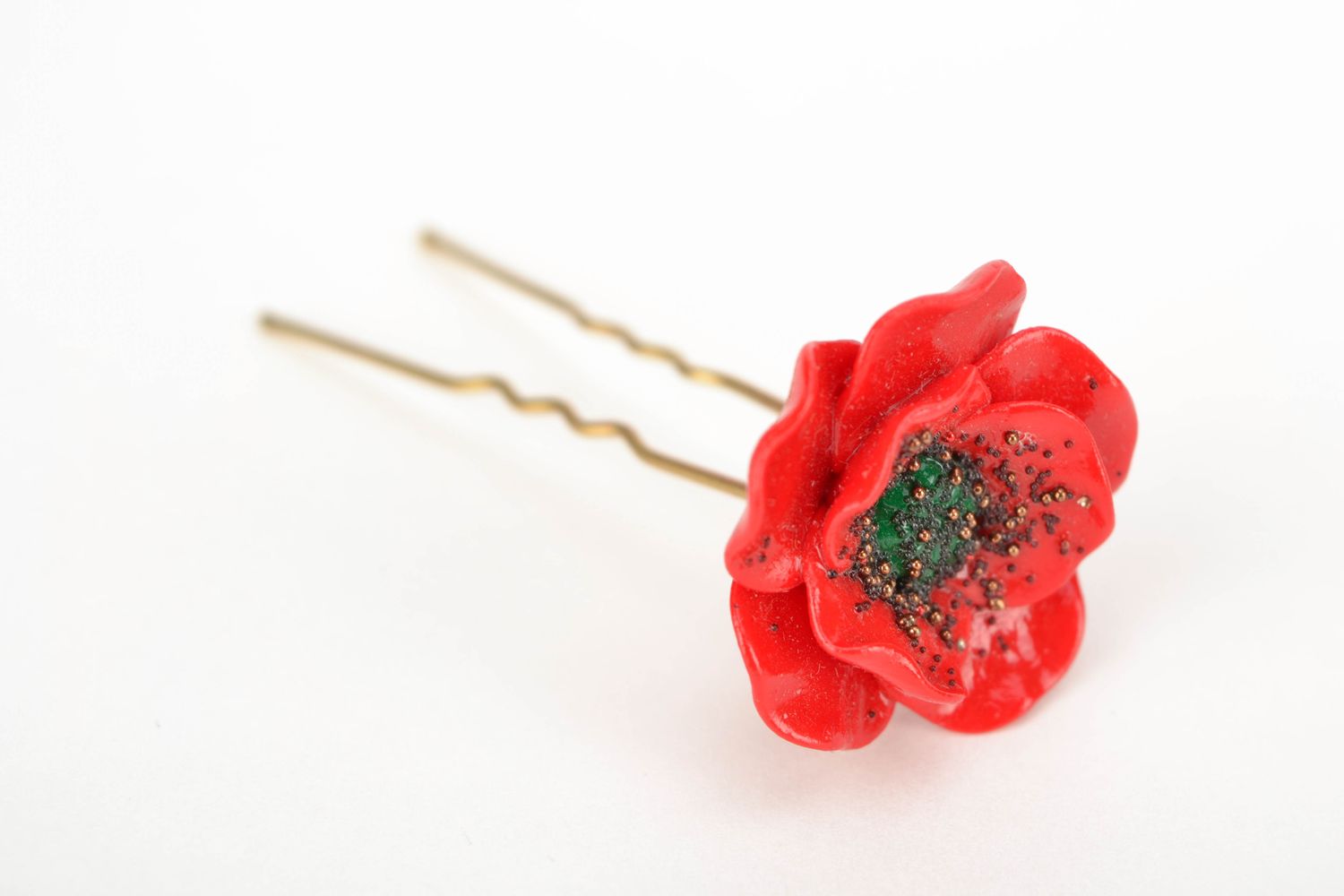 Polymer clay hairpin Poppy photo 3