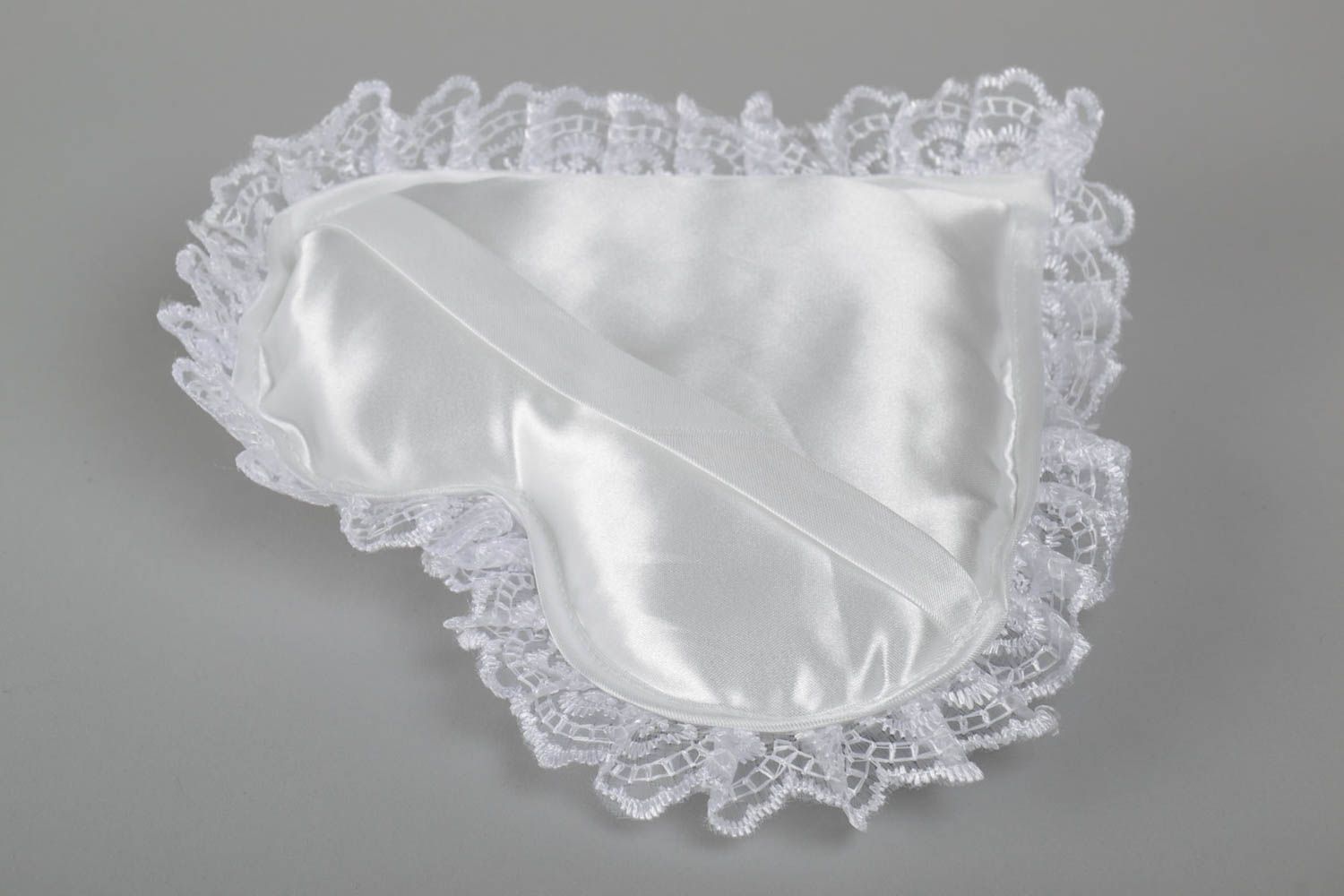 Beautiful white handmade designer satin fabric ring bearer pillow Heart photo 4