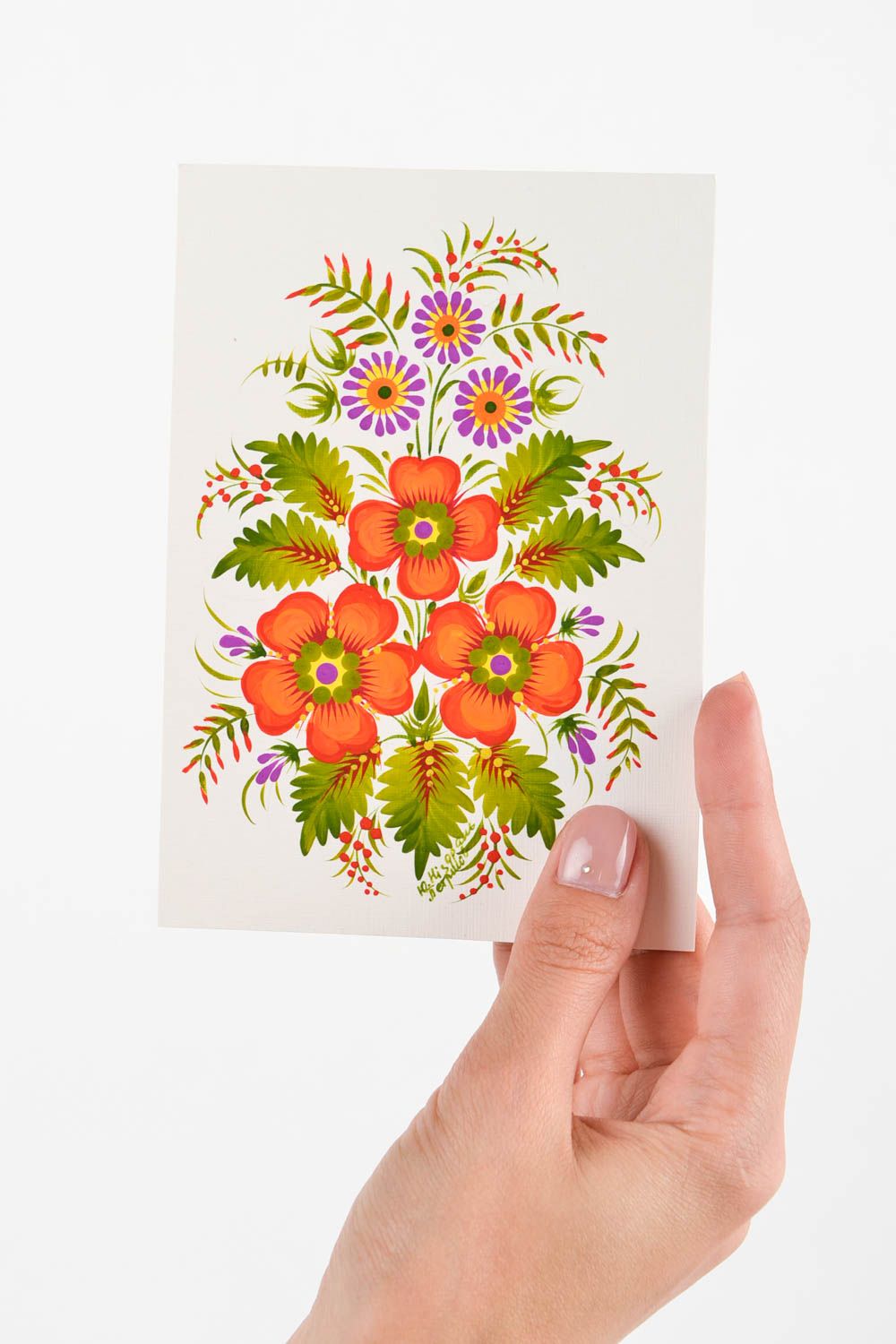 Carte de voeux faite main avec fleurs peinte à la gouache Petit cadeau photo 2