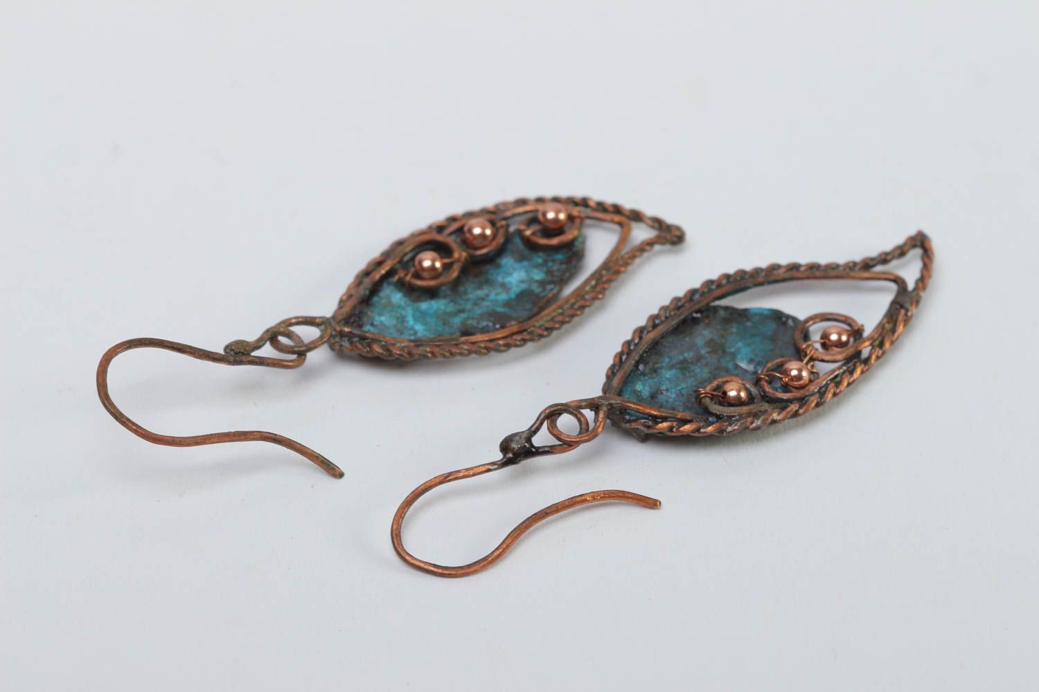 Handmade metal earrings wire wrap earrings fashion accessories for girls photo 4