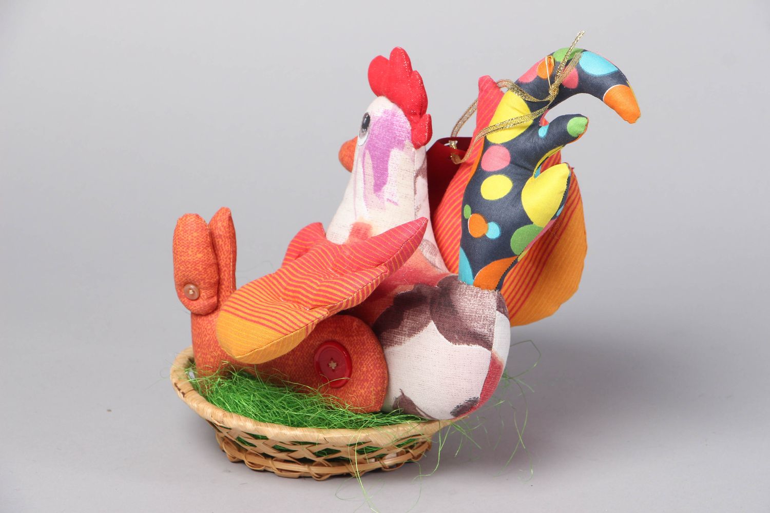 Fabric soft toy with stand Chicken with Egg in Nest photo 3