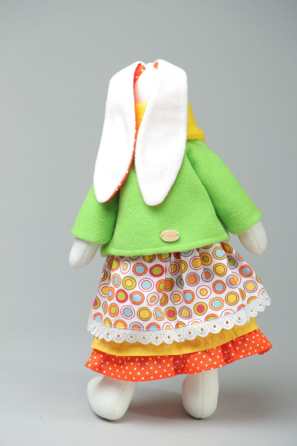 Fabric toy rabbit in dress photo 3