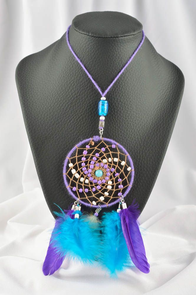 Stylish handmade dreamcatcher necklace wall hanging Indian amulet gift ideas photo 1